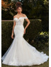 Off Shoulder Ivory Lace Tulle Romantic Wedding Dress